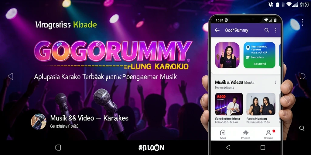 Tampilan antarmuka GOGORUMMY yang menarik dan sederhana untuk karaoke.