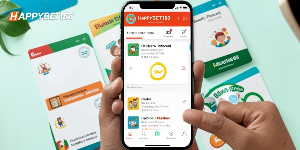 Tampilan antarmuka <strong>HAPPYBET188</strong> yang menarik dan interaktif untuk belajar Flashcard.