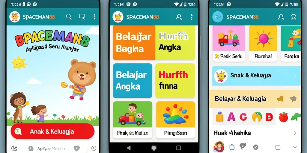 Tampilan antarmuka SPACEMAN88 yang cerah dan menarik untuk anak-anak.