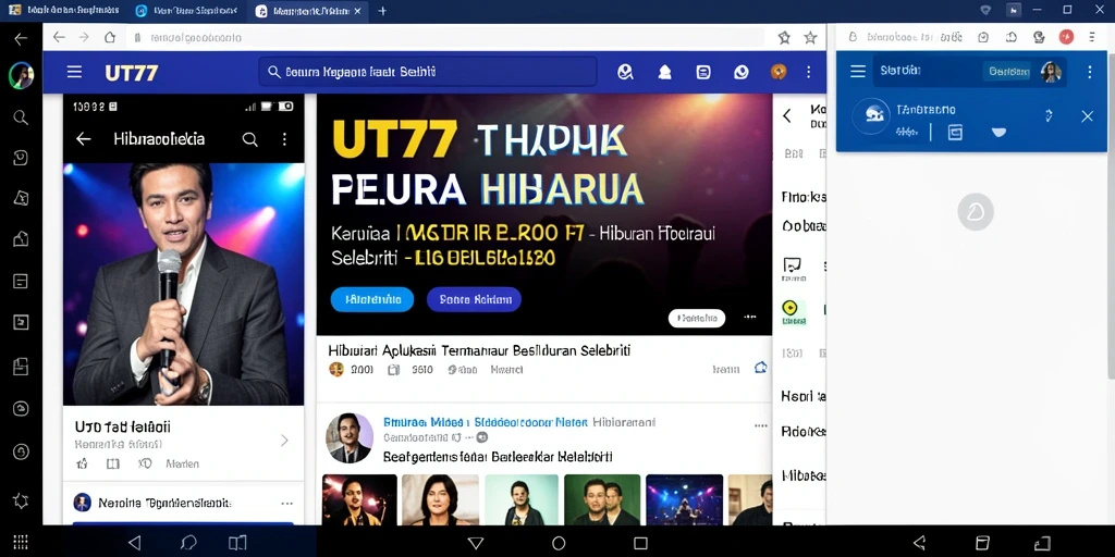 Antarmuka aplikasi UT77 yang interaktif dan informasi menghibur.