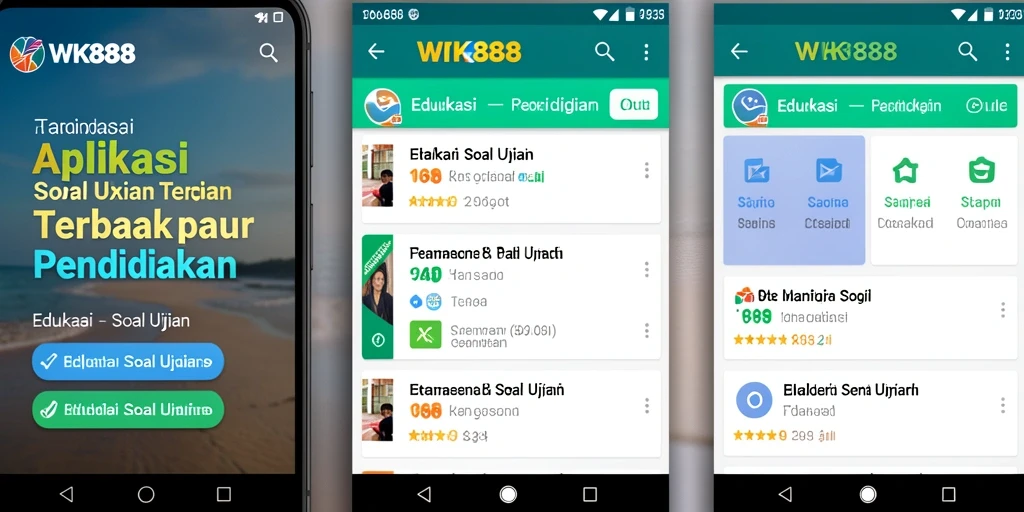 Antarmuka aplikasi WK888 yang memudahkan pengguna dalam mengerjakan soal ujian.